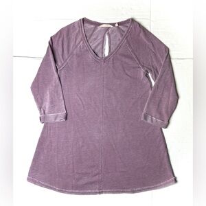 Soft Surroundings Anissa Tunic Top Women XS Purple Cotton Pullover Raglan Sleeve